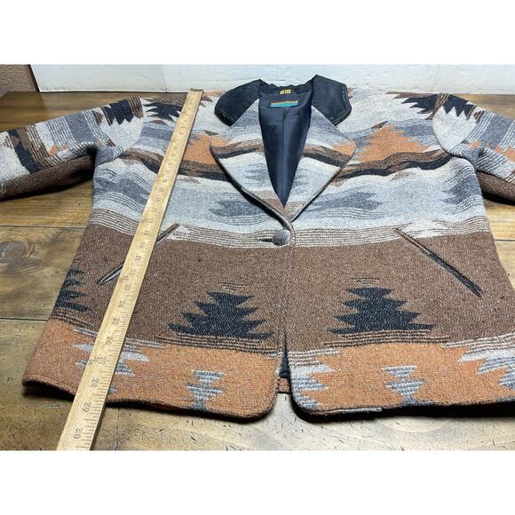 Vintage Pioneer Wear Wool Blend Southwestern Tribal Aztec Coat Jacket Womens XL - Picture 9 of 13